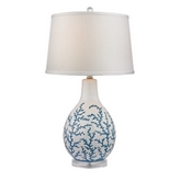 27" Sixpenny Blue Coral Table Lamp in White