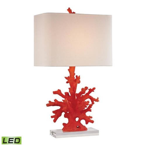 28" Red Coral LED Table Lamp in Red