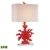 28" Red Coral LED Table Lamp in Red