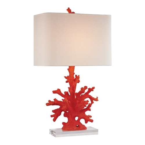 28" Red Coral Table Lamp in Red