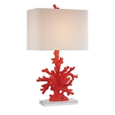 28" Red Coral Table Lamp in Red