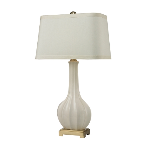 34" Fluted Ceramic Table Lamp in White Glaze