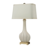 34" Fluted Ceramic Table Lamp in White Glaze