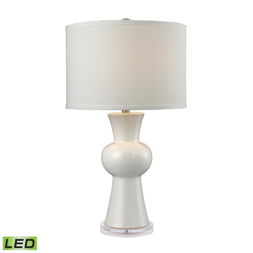 28" Ceramic LED Table Lamp in Gloss White w/ Textured White Shade