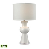 28" Ceramic LED Table Lamp in Gloss White w/ Textured White Shade