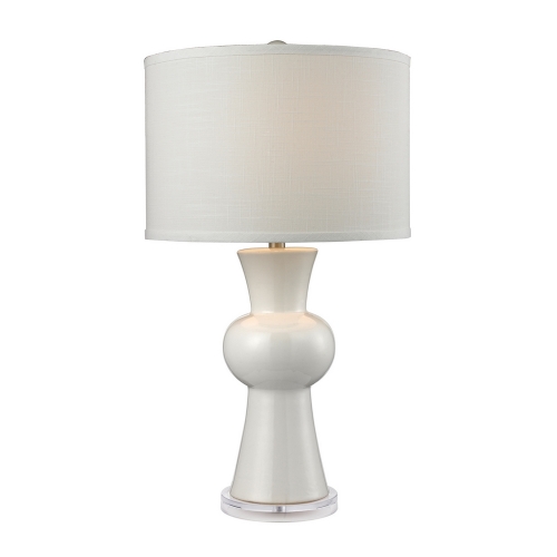 28" Ceramic Table Lamp in Gloss White w/ Textured White Shade