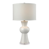 28" Ceramic Table Lamp in Gloss White w/ Textured White Shade