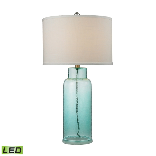 30" Glass Bottle LED Table Lamp in Seafoam Green