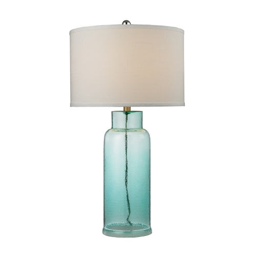 30" Glass Bottle Table Lamp in Seafoam Green