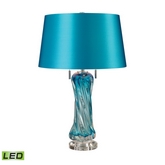 25" Vergato Free Blown Glass LED Table Lamp in Blue