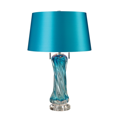 24" Vergato Free Blown Glass Table Lamp in Blue