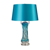 24" Vergato Free Blown Glass Table Lamp in Blue