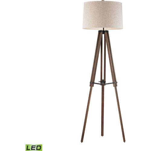 Wooden Brace 62"H 1 Light Floor Lamp in Walnut Finish