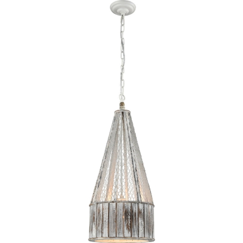 Pennant Point Pendant in Washed Wood w/ Light Grey Metal Shade