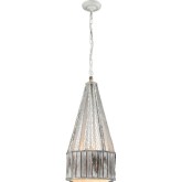 Pennant Point Pendant in Washed Wood w/ Light Grey Metal Shade