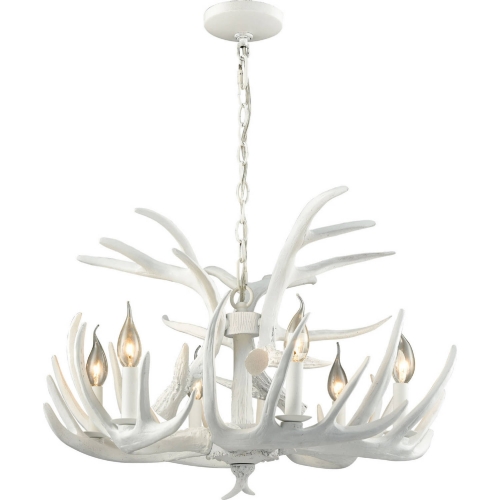 Big Sky 6 Light Chandelier in White Composite Antler