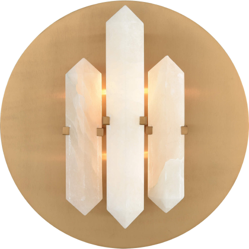 Annees Folles 14"H 2 Light Wall Sconce in White Alabaster & Brass