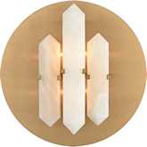 Annees Folles 14"H 2 Light Wall Sconce in White Alabaster & Brass