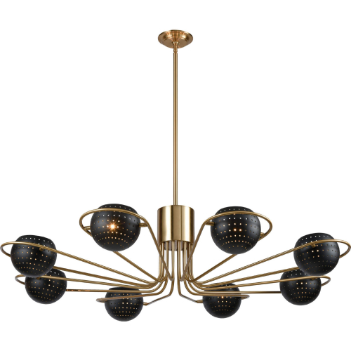 Scarab 47"W 8 Light Chandelier in Satin Brass & Black