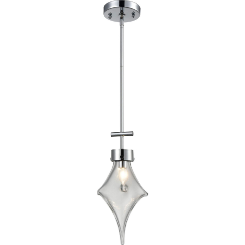 Touche 8"W 1 Light Ceiling Pendant Light in Chrome & Clear Glass