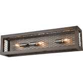 Renaissance Invention 3 Light Wall Sconce in Weathered Zinc, Wood & Crystal