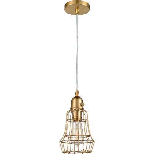 Squashcourt 6"W 1 Light Ceiling Pendant Light in Aged Brass