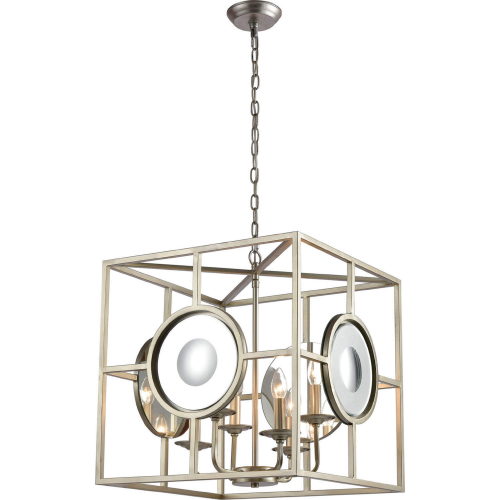 Magnitude 4 Light Chandelier in Silver Leaf & Mirror