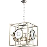 Magnitude 4 Light Chandelier in Silver Leaf & Mirror