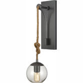 Haute Collar 1 Light Wall Sconce in Pewter & Natural Rope