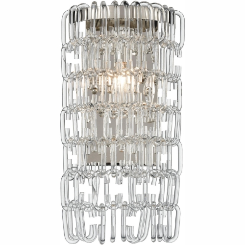 Glass Ribbon 1 Light Wall Sconce in Polished Nickel Clear