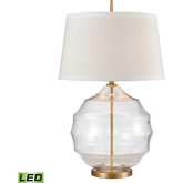 Nest 33"H 1 Light Table Lamp in Brass & Blown Glass (Includes LED Bulb)