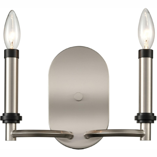 Sunsphere 2 Light Wall Sconce in Satin Nickel & Matte Black