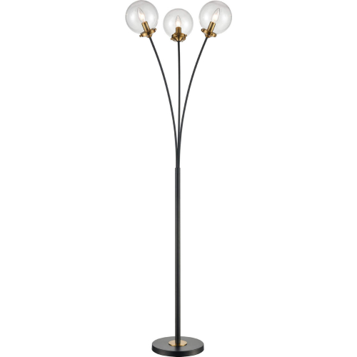 Boudreaux 64"H 3 Light Floor Lamp in Black & Blown Glass