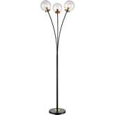 Boudreaux 64"H 3 Light Floor Lamp in Black & Blown Glass