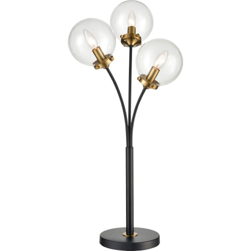 Boudreaux 32"H 3 Light Table Lamp in Black Metal & Blown Glass