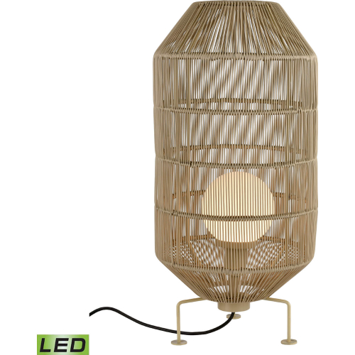 Corsica 32"H 1 Light Outdoor Floor Lamp in Beige Poly Rattan & Metal (Includes LED Bulb)