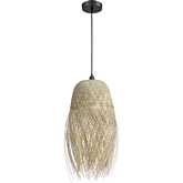 Marooner 13"W 1 Light Pendant in Natural Bamboo & Metal