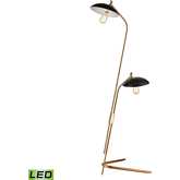 Scarab 66"H 2 Light Floor Lamp in Satin Brass & Black (Includes LED Bulb)