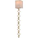 To the Point 9"H 1 Light Wall Sconce in Aged Brass & Light Gold Fabric