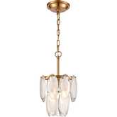 Curiosity 9"W 1 Light Ceiling Pendant Light in Aged Brass & Clear Glass