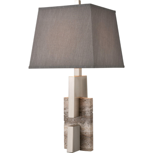 Rochester 32"H 1 Light Table Lamp in Nickel & Gray Marble