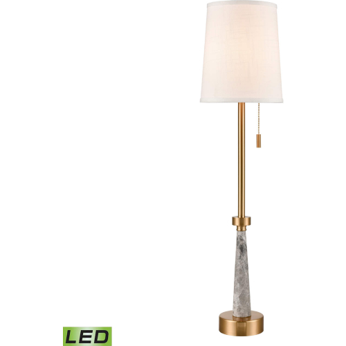 Magda 34"H 1 Light Buffet Lamp in Gray Marble & Aged Brass (Includes LED Bulb)