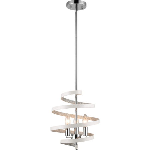 Venue 11"W 3 Light Pendant in Chrome, White & Faux Diamond