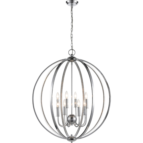 Venue 32"W 8 Light Pendant in Chrome & Faux Diamond