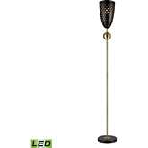 Amulet 69.5"H 1 Light Floor Lamp in Black & Aged Brass (Includes LED Bulb)