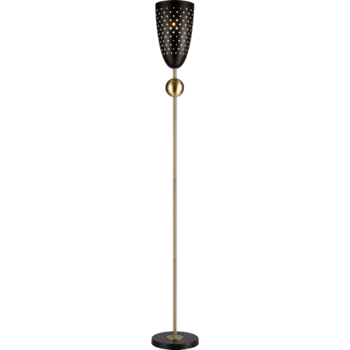 Amulet 69.5"H 1 Light Floor Lamp in Black & Aged Brass