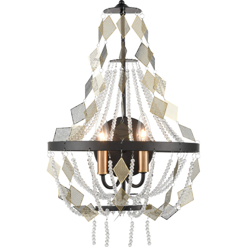 Selene 20"H 2 Light Wall Sconce in Black, Brass & Crystal