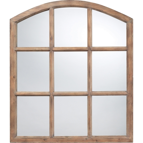 Union Wood Mirror in Faux Window Design w/ Natural Oak Finish