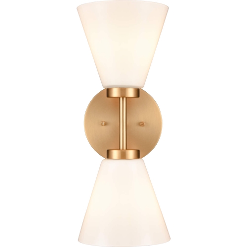 Houghton 15"H 2 Light Vanity Light in Brushed Gold & Clear Glass