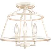 Joanie 13"W 3 Light Semi Flush Mount in Antique White Metal